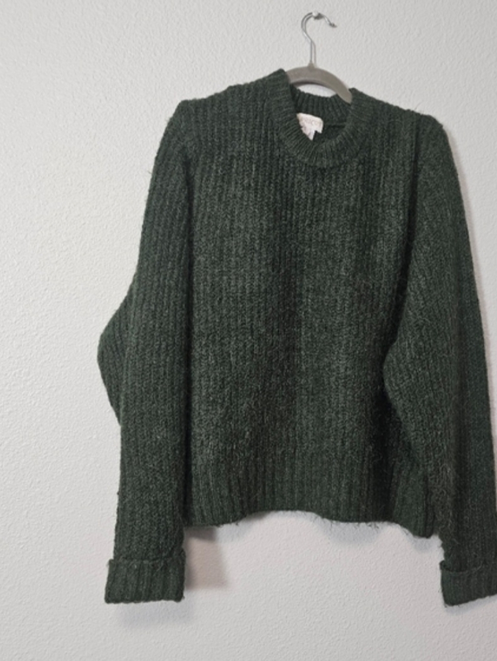 Dark Green Chunky Rib Knit Sweater Sz M